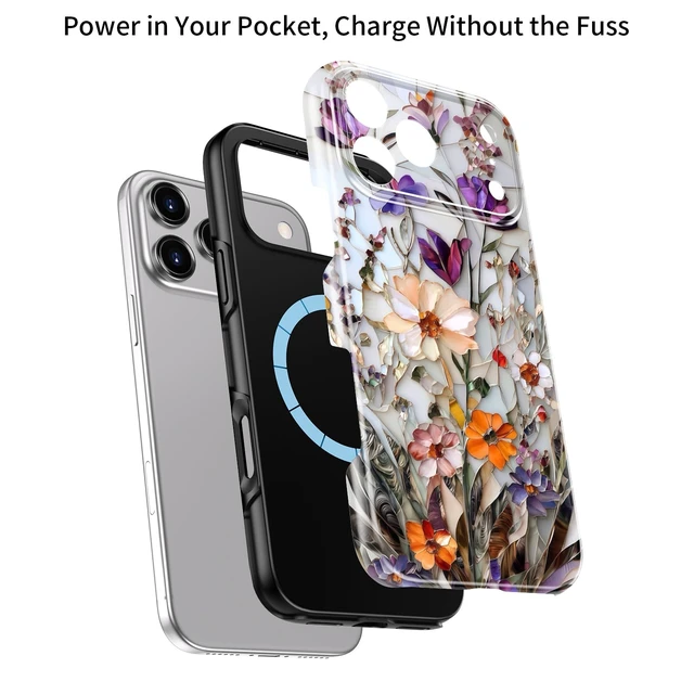 Alt view image 3 of 7 - for iPhone 18 Pro Max Case, Cute Wildflower, MagSafe Compatible | Dual-Layer Hard Shell & Silicone, Wireless Charging, Slim Fit Phone Cover with Floral Designs for Women Girls