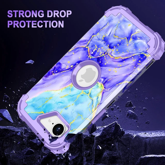 Alt view image 5 of 7 - for iPhone 17e Case,iPhone 16e Case,Three Layer Heavy Duty Sturdy Shockproof Protection Full Rugged Hard PC+Soft TPU Bumper Protective Girls Case for iPhone 17e/16e 6.1 inch,Cobalt Violet