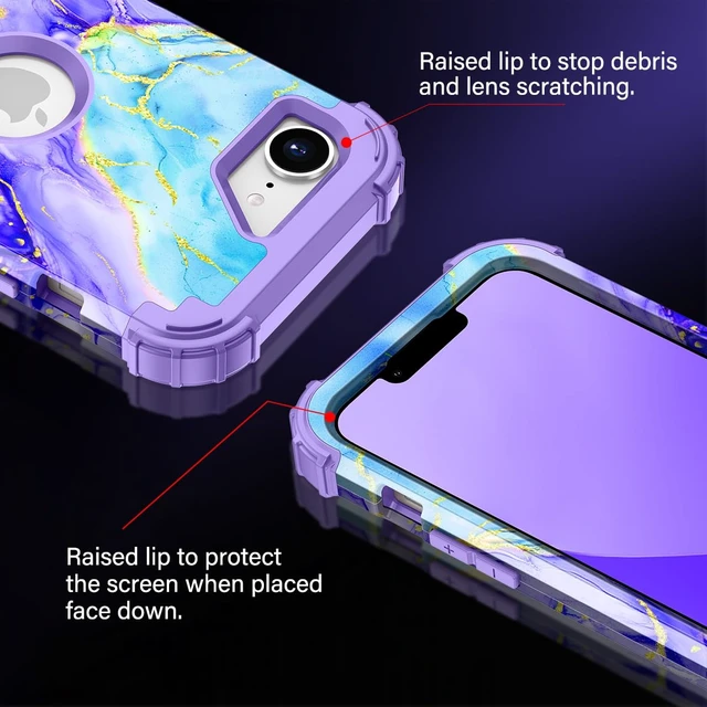 Alt view image 6 of 7 - for iPhone 17e Case,iPhone 16e Case,Three Layer Heavy Duty Sturdy Shockproof Protection Full Rugged Hard PC+Soft TPU Bumper Protective Girls Case for iPhone 17e/16e 6.1 inch,Cobalt Violet