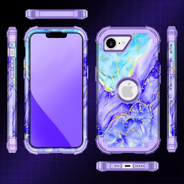 Alt view image 3 of 7 - for iPhone 17e Case,iPhone 16e Case,Three Layer Heavy Duty Sturdy Shockproof Protection Full Rugged Hard PC+Soft TPU Bumper Protective Girls Case for iPhone 17e/16e 6.1 inch,Cobalt Violet
