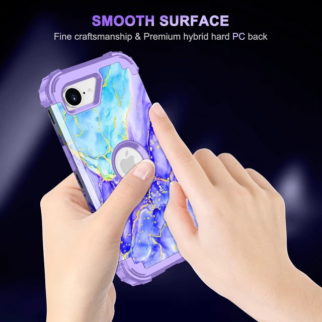 Alt view image 7 of 7 - for iPhone 17e Case,iPhone 16e Case,Three Layer Heavy Duty Sturdy Shockproof Protection Full Rugged Hard PC+Soft TPU Bumper Protective Girls Case for iPhone 17e/16e 6.1 inch,Cobalt Violet