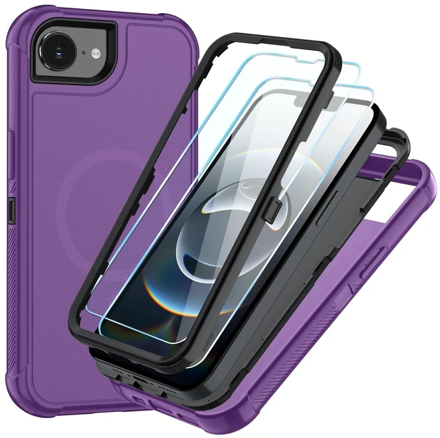 Main image of Magnetic for iPhone 17e Case/iPhone 16e Case 6.1",Purple | Compatible with MagSafe,with Screen Protector,3-Layer Heavy Duty Full-Body Protective Phone Cover