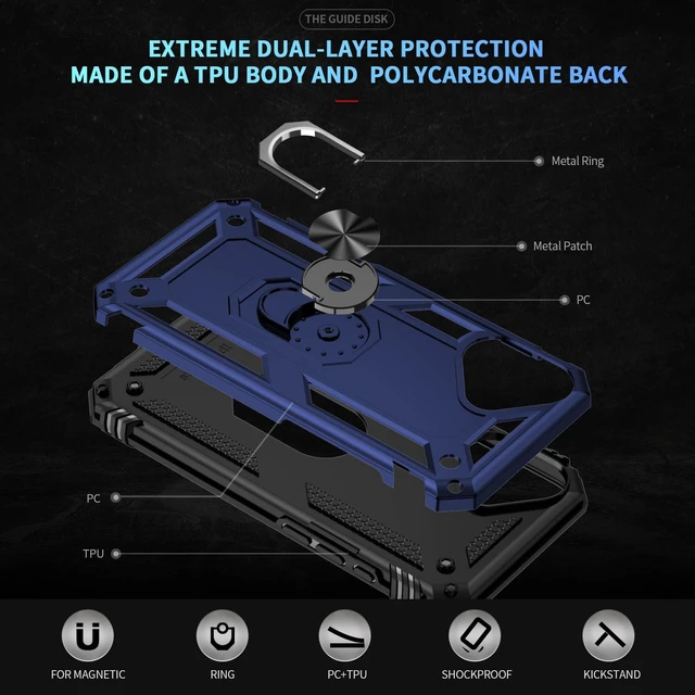 Alt view image 3 of 7 - for iPhone 17/18 Case with Screen Protector,Builtin Kickstand-Blue | Case for iPhone 17 iPhone 18 with Stand,HD Tempered Glass,Military-Grade Heavy Duty Protection,Shockproof,Anti-Fingerprint