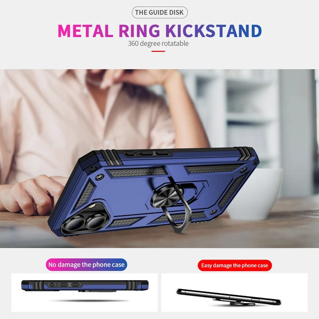 Alt view image 7 of 7 - for iPhone 17/18 Case with Screen Protector,Builtin Kickstand-Blue | Case for iPhone 17 iPhone 18 with Stand,HD Tempered Glass,Military-Grade Heavy Duty Protection,Shockproof,Anti-Fingerprint
