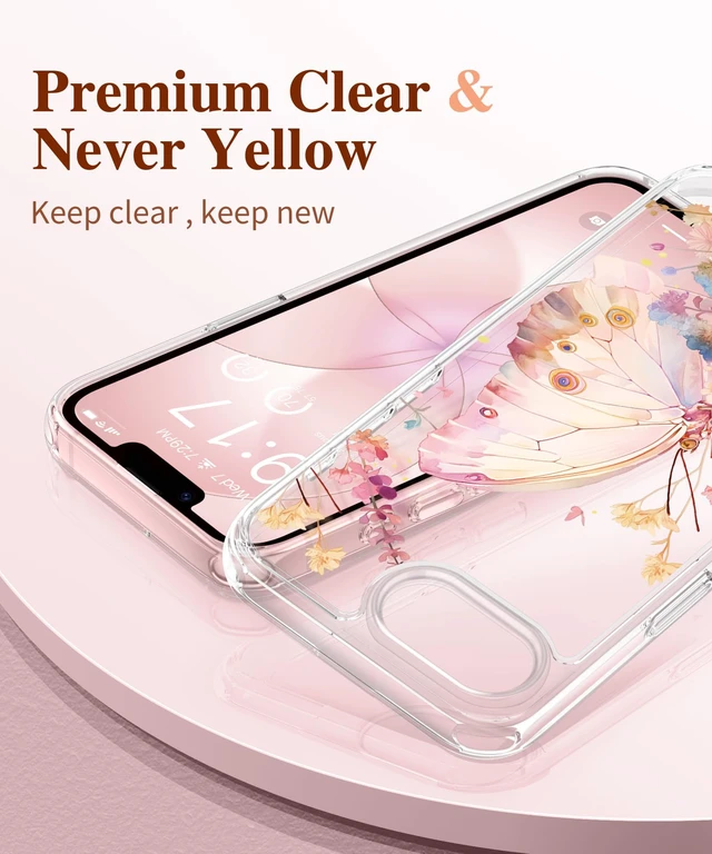 Alt view image 3 of 7 - for iPhone 17e Case & iPhone 16e Case with Screen Protector | Non-Yellowing, Military-Grade Protection, Hard PC&TPU Bumper, Floral Protective Clear Phone Case (Magic Butterfly)