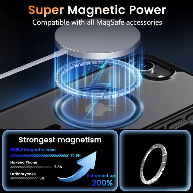 Alt view image 2 of 7 - Magnetic Matte Case for iPhone 17e/iPhone 16e 6.1-Inch,Black | Compatible with Magsafe,Military Grade Drop Protection,Slim Translucent Anti-Fingerprints Shockproof Protective Phone Case