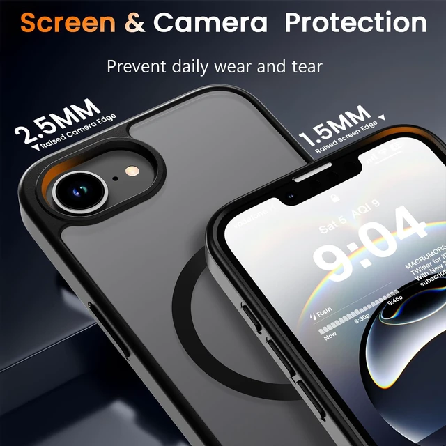 Alt view image 5 of 7 - Magnetic Matte Case for iPhone 17e/iPhone 16e 6.1-Inch,Black | Compatible with Magsafe,Military Grade Drop Protection,Slim Translucent Anti-Fingerprints Shockproof Protective Phone Case