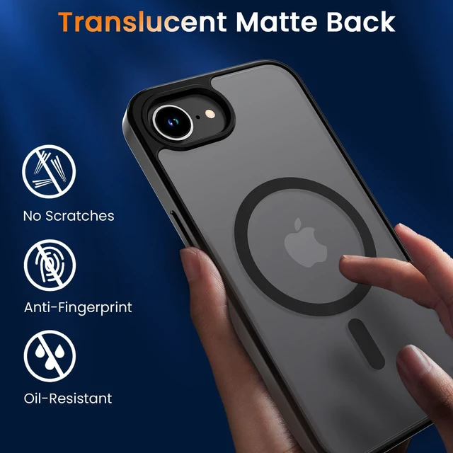 Alt view image 6 of 7 - Magnetic Matte Case for iPhone 17e/iPhone 16e 6.1-Inch,Black | Compatible with Magsafe,Military Grade Drop Protection,Slim Translucent Anti-Fingerprints Shockproof Protective Phone Case