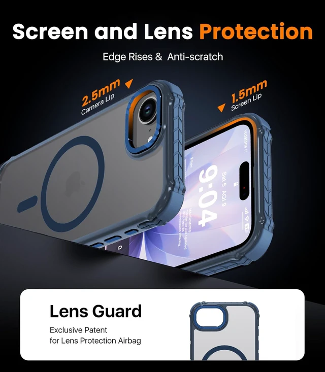 Alt view image 5 of 7 - Strong Magnetic Case for iPhone 16E/iPhone 17E, Matte Blue | Compatible with Magsafe Military Grade Drop Protection Translucent Slim Fit Anti-slip Shockproof Protective Phone Cover