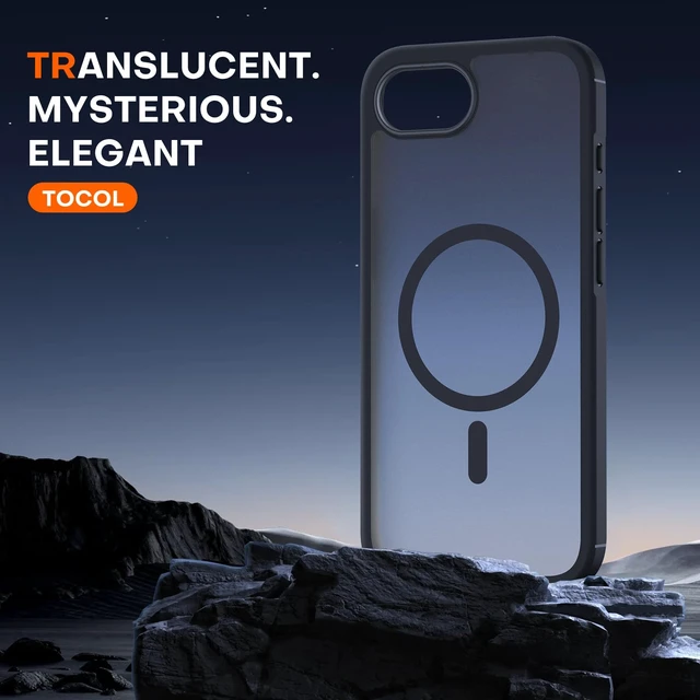 Alt view image 5 of 6 - for iPhone 17e Case, Compatible with MagSafe, Black | Built-in Magnets, Military Grade Drop Protection, Anti-Slip Shockproof Translucent Matte Back Phone Cover
