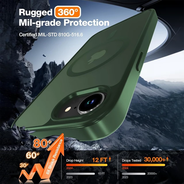 Alt view image 4 of 7 - Magnetic Matte Case for iPhone 17e/iPhone 16e 6.1-Inch,Green | Compatible with Magsafe,Military Grade Drop Protection,Slim Translucent Anti-Fingerprints Shockproof Protective Phone Case