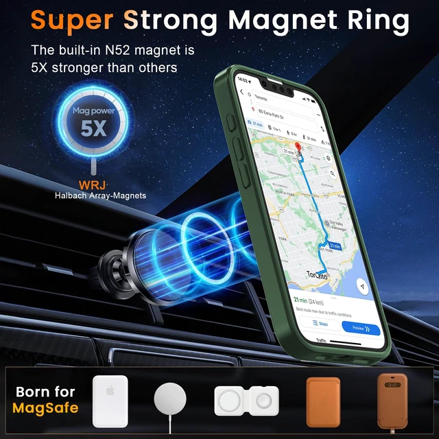 Alt view image 3 of 7 - Magnetic Matte Case for iPhone 17e/iPhone 16e 6.1-Inch,Green | Compatible with Magsafe,Military Grade Drop Protection,Slim Translucent Anti-Fingerprints Shockproof Protective Phone Case