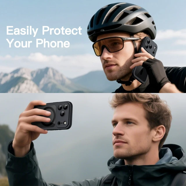 Alt view image 7 of 7 - 360° Full Body Magnetic Case for iPhone 18 Pro, Black | Compatible with MagSafe, Shockproof, Built-in Tempered Glass Screen Protector and Camera Control Button, Anti-Slip Grip
