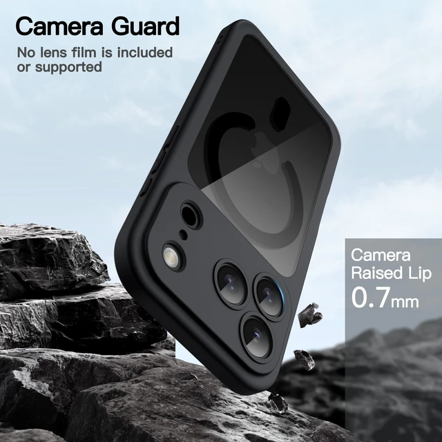 Alt view image 5 of 7 - 360° Full Body Magnetic Case for iPhone 18 Pro, Black | Compatible with MagSafe, Shockproof, Built-in Tempered Glass Screen Protector and Camera Control Button, Anti-Slip Grip