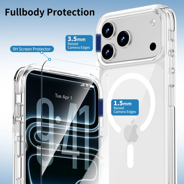 Alt view image 7 of 7 - for iPhone 18/17 Pro Max Case Clear 360 Spin Magnetic Black Stand | Fit for MagSafe, Screen Protector, Detachable Ring Holder Grip, Military Grade Drop Protection, Non-Yellowing Phone Cover