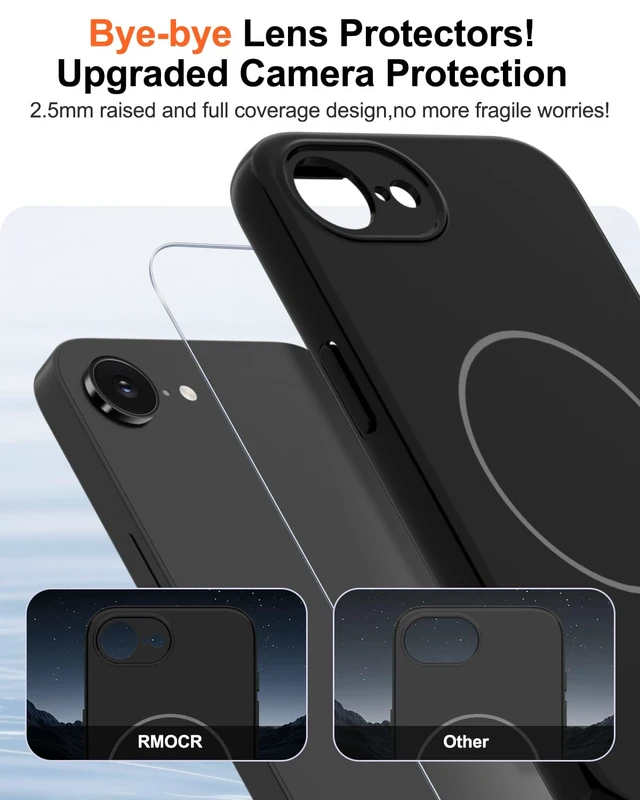 Alt view image 4 of 7 - Magnetic for iPhone 17e Case/iPhone 16e Case,Shockproof Matte Case,Black | with Screen Protector,Compatible with MagSafe,Military Grade Drop Protection,Full Camera Protection,Non-Slip Design Cover