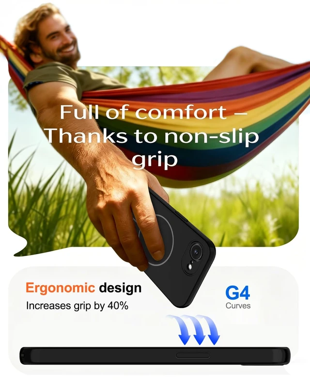 Alt view image 7 of 7 - Magnetic for iPhone 17e Case/iPhone 16e Case,Shockproof Matte Case,Black | with Screen Protector,Compatible with MagSafe,Military Grade Drop Protection,Full Camera Protection,Non-Slip Design Cover