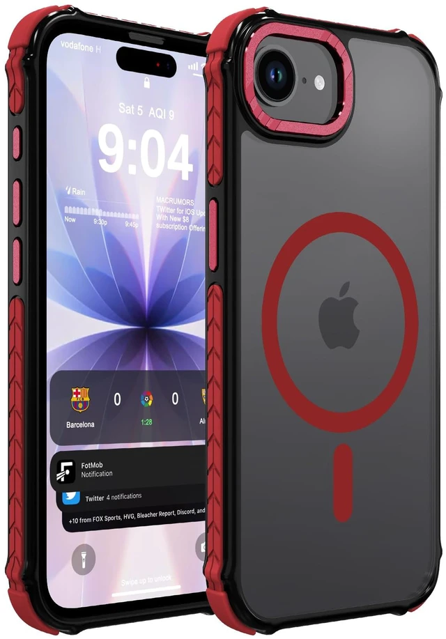 Main image of Strong Magnetic Case for iPhone 16E/iPhone 17E, Matte Red | Compatible with Magsafe Military Grade Drop Protection Translucent Slim Fit Anti-slip Shockproof Protective Phone Cover