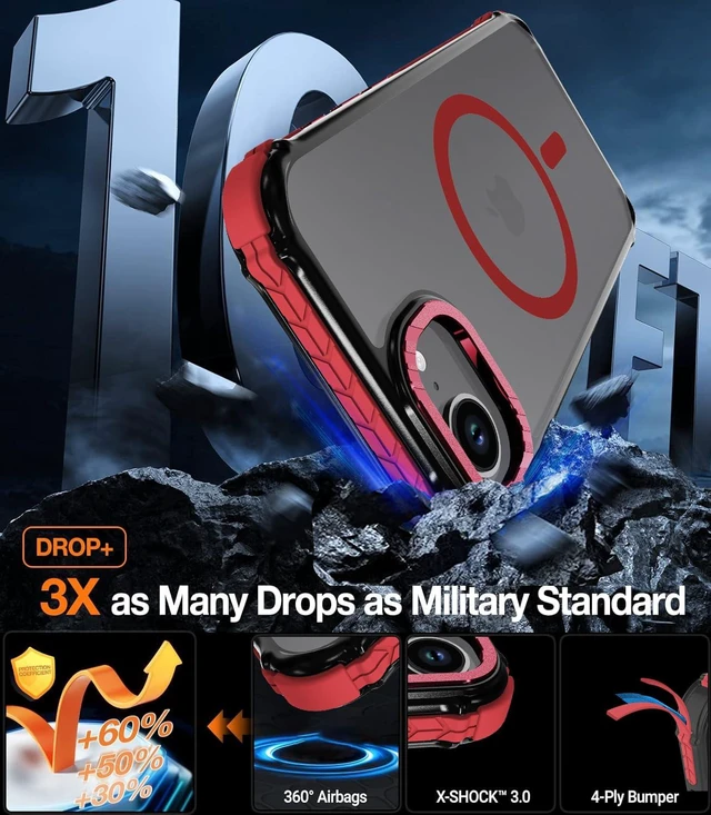 Alt view image 4 of 7 - Strong Magnetic Case for iPhone 16E/iPhone 17E, Matte Red | Compatible with Magsafe Military Grade Drop Protection Translucent Slim Fit Anti-slip Shockproof Protective Phone Cover