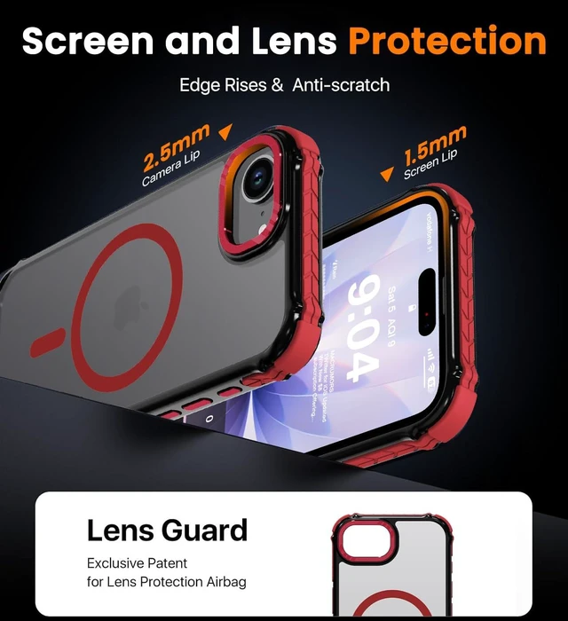 Alt view image 5 of 7 - Strong Magnetic Case for iPhone 16E/iPhone 17E, Matte Red | Compatible with Magsafe Military Grade Drop Protection Translucent Slim Fit Anti-slip Shockproof Protective Phone Cover
