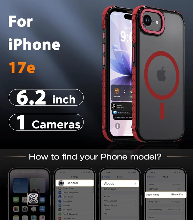 Alt view image 7 of 7 - Strong Magnetic Case for iPhone 16E/iPhone 17E, Matte Red | Compatible with Magsafe Military Grade Drop Protection Translucent Slim Fit Anti-slip Shockproof Protective Phone Cover