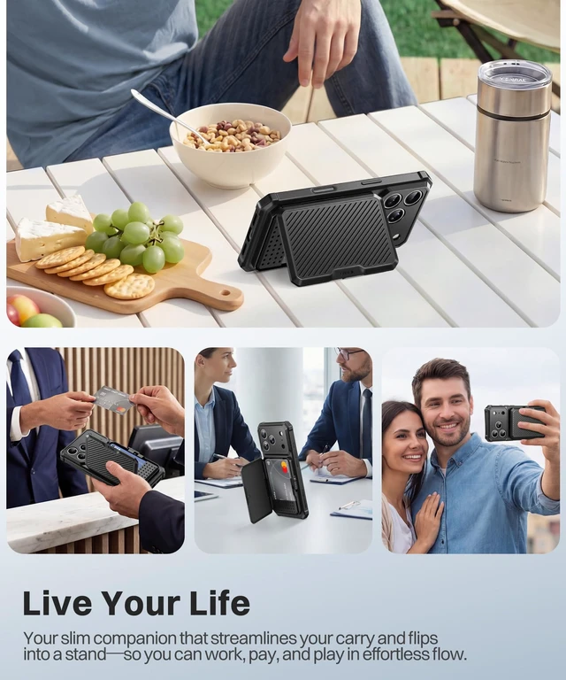 Alt view image 5 of 7 - for iPhone 18 Pro Case with Card Slot & Safety Lock, Black | Holds 4~5 Cards & Cash, RFID Blocking, Camera Control Button, Shockproof Wallet Phone Case for Apple iPhone 18 Pro 6.3''