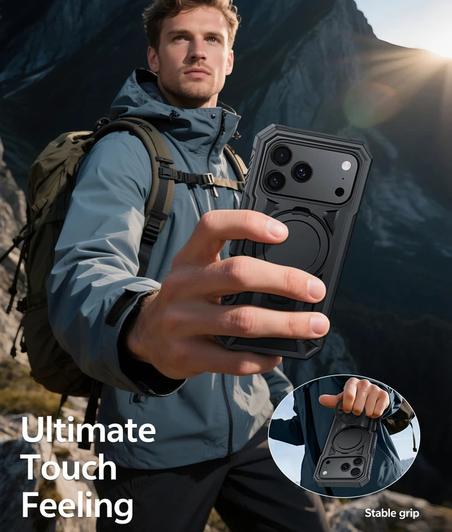 Alt view image 7 of 7 - for iPhone 18 Pro Case with Magnetic Kickstand Black | Built-in Screen Protector, Compatible with MagSafe, 20FT Military Drop Protection, Durable Ring stand, Full Body Rugged Cover