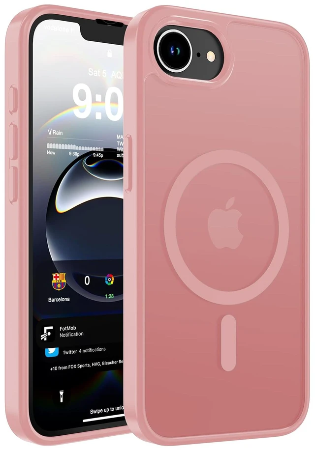 Main image of Magnetic Matte Case for iPhone 17e/iPhone 16e 6.1-Inch,Pink | Compatible with Magsafe,Military Grade Drop Protection,Slim Translucent Anti-Fingerprints Shockproof Protective Phone Case