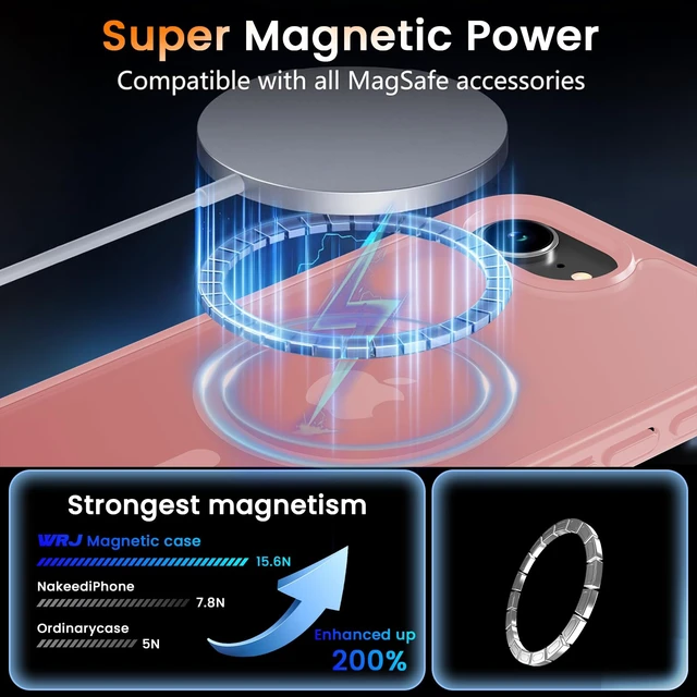 Alt view image 2 of 7 - Magnetic Matte Case for iPhone 17e/iPhone 16e 6.1-Inch,Pink | Compatible with Magsafe,Military Grade Drop Protection,Slim Translucent Anti-Fingerprints Shockproof Protective Phone Case