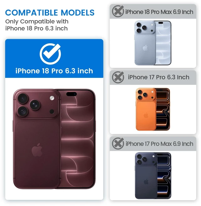 Alt view image 2 of 7 - for iPhone 18 Pro Case with Slide Camera Cover and Kickstand | Privacy Screen Protector & Ring Kickstand Military Grade Heavy Duty Protection Cover for iPhone 18 Pro - Burgundy Red