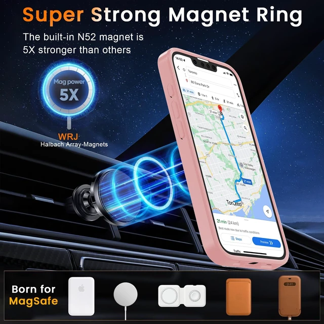 Alt view image 3 of 7 - Magnetic Matte Case for iPhone 17e/iPhone 16e 6.1-Inch,Pink | Compatible with Magsafe,Military Grade Drop Protection,Slim Translucent Anti-Fingerprints Shockproof Protective Phone Case