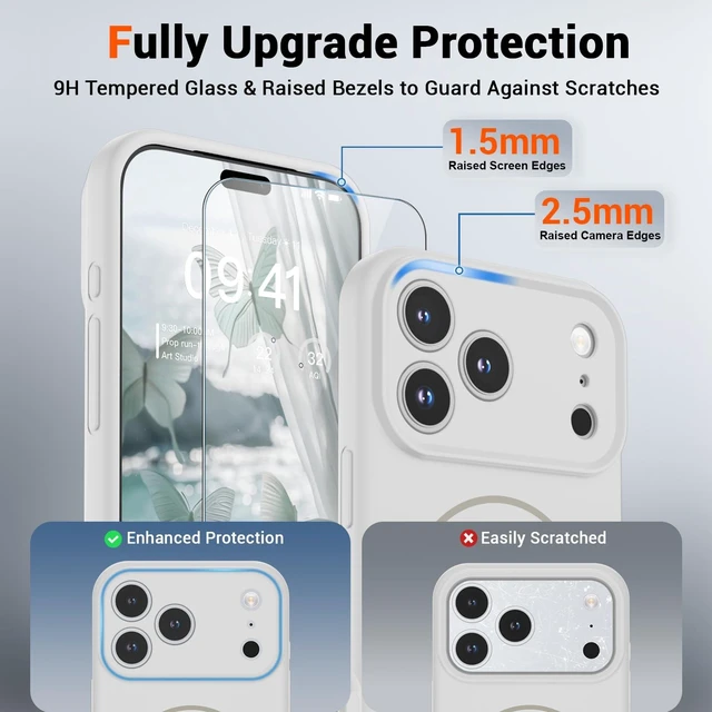 Alt view image 3 of 7 - Silicone & Magnetic for iPhone 18 Pro Case White | Compatible with MagSafe, Full Camera Protection with Screen Protector, Silicone Shockproof Phone Cover,White