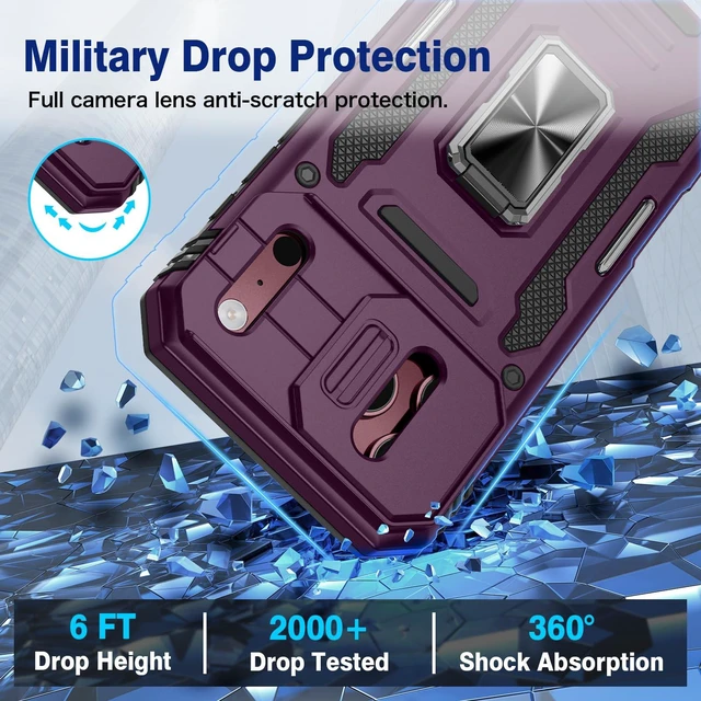 Alt view image 6 of 7 - for iPhone 18 Pro Case with Slide Camera Cover and Kickstand | Privacy Screen Protector & Ring Kickstand Military Grade Heavy Duty Protection Cover for iPhone 18 Pro - Burgundy Red