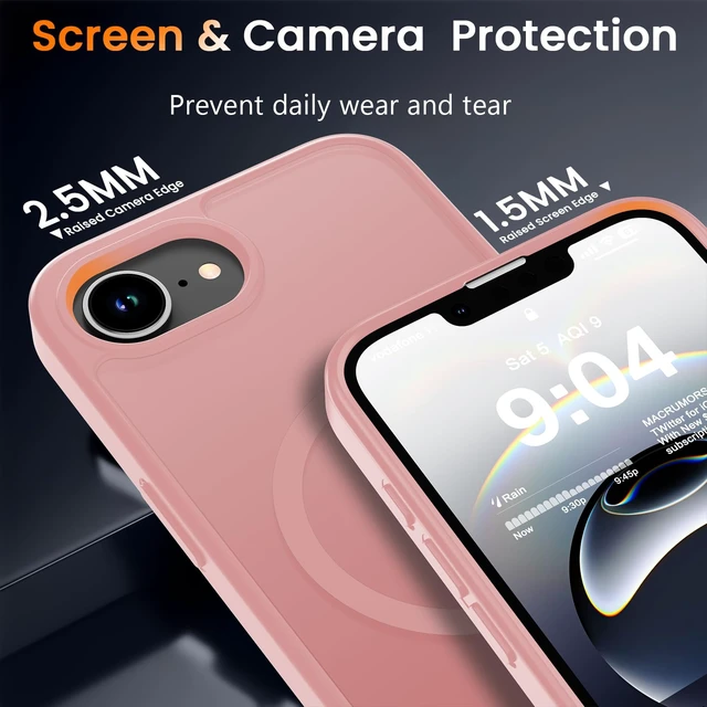 Alt view image 5 of 7 - Magnetic Matte Case for iPhone 17e/iPhone 16e 6.1-Inch,Pink | Compatible with Magsafe,Military Grade Drop Protection,Slim Translucent Anti-Fingerprints Shockproof Protective Phone Case