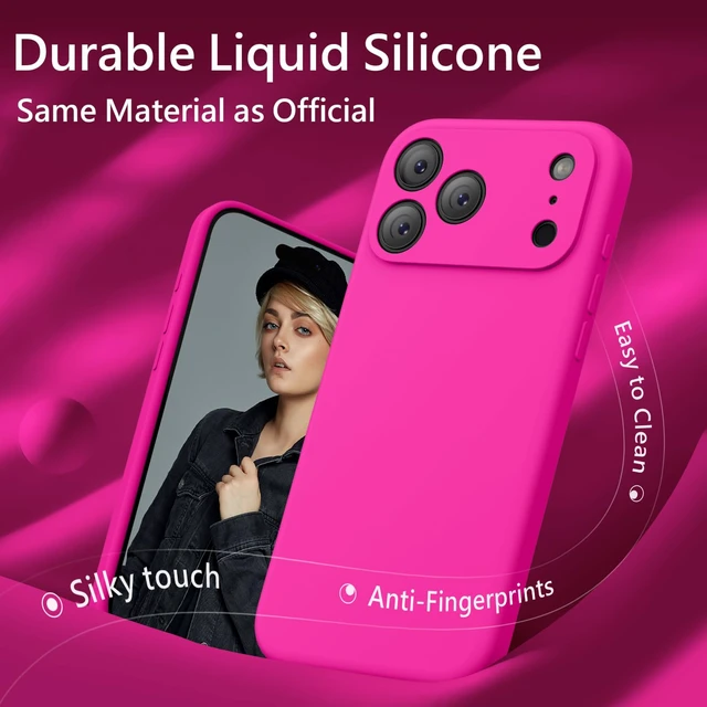 Alt view image 4 of 7 - Magnetic for iPhone 18 Pro Case, 6.3", Hot Pink | Compatible with MagSafe, Integrated Silicone Camera Control Button, Camera Protection, Anti-Scratch Soft Microfiber Lining