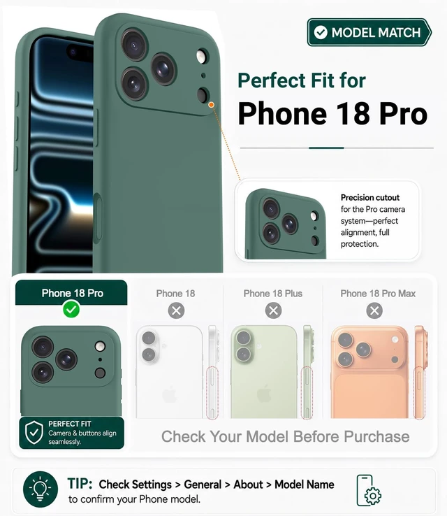 Alt view image 6 of 7 - for iPhone 18 Pro Case / 17 Pro Case, Pine Green | Compatible with MagSafe, Integrated Silicone Camera Control Button, Camera Protection, Anti-Scratch Soft Microfiber Lining