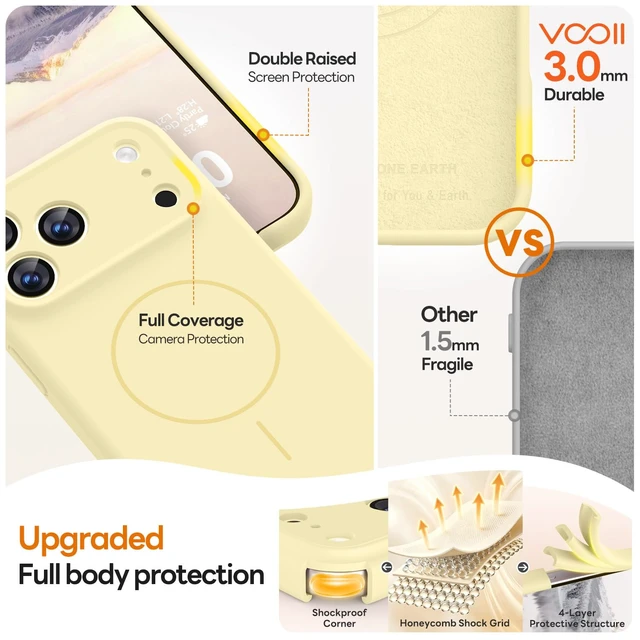 Alt view image 5 of 7 - Magnetic for iPhone 18 Pro Case 6.3" Silicone, Creamy Yellow | Compatible with Magsafe, Full Camera Protection, Soft Microfiber Lining, Shockproof Protective Case for iPhone 18 Pro