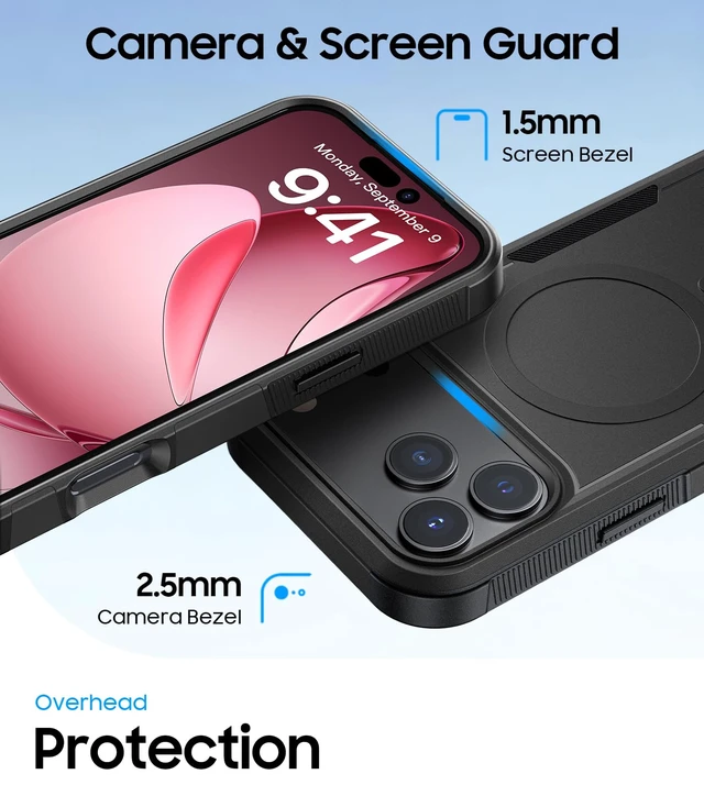 Alt view image 5 of 7 - Magnetic for iPhone 18 Pro Case Dual-Layer Shockproof Black | Rugged Heavy-Duty, Military-Grade Drop & Impact Protection, Tough Matte Finish, Fit for MagSafe Phone Case for iPhone 18 Pro