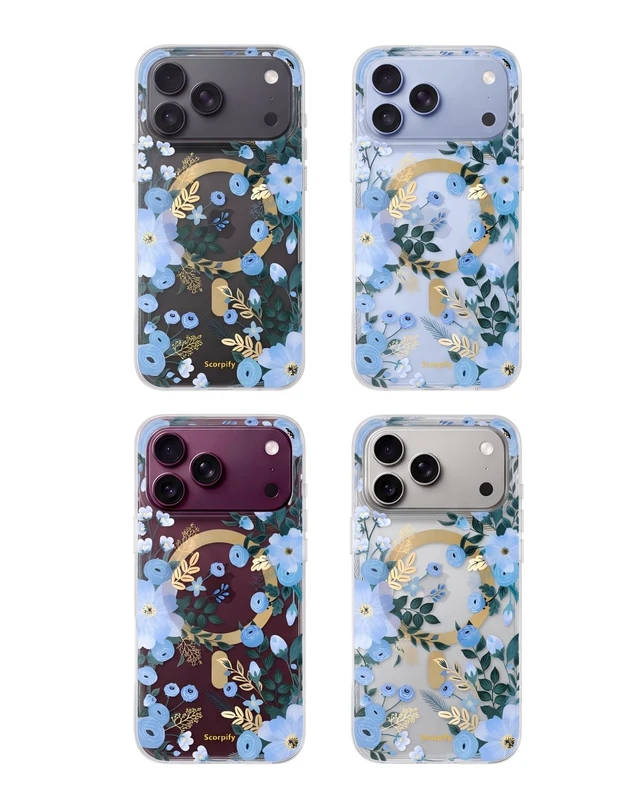 Alt view image 7 of 7 - for iPhone 18 Pro Case | Blue Nemophila | Compatible with MagSafe | Blue Nemophila Blue Design | 10FT Drop Tested | Cute Magnetic Phone Cover for Women and Girls