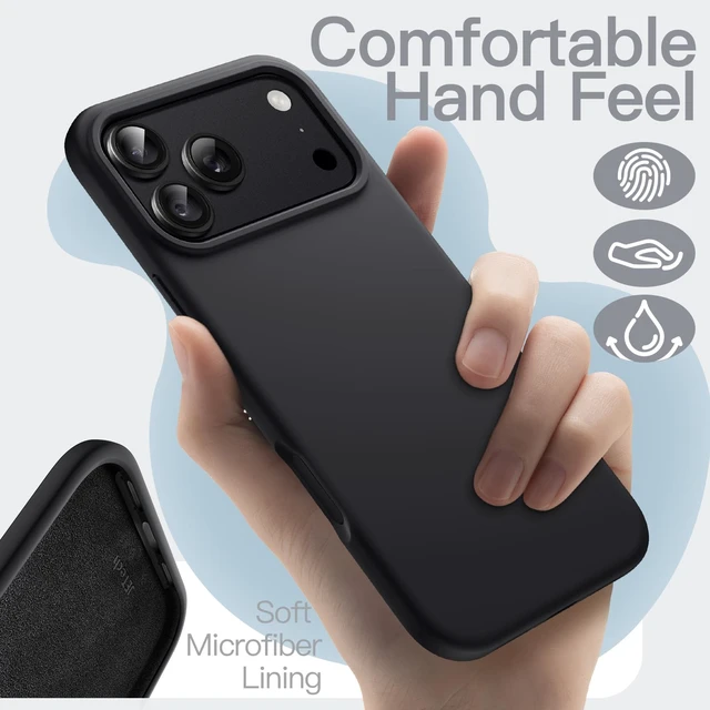 Alt view image 3 of 7 - Silicone Case for iPhone 18 Pro, Silky Soft Touch, Black | Shockproof Protection, Scratch Resistant, Microfiber Lining, Supports Wireless Charging