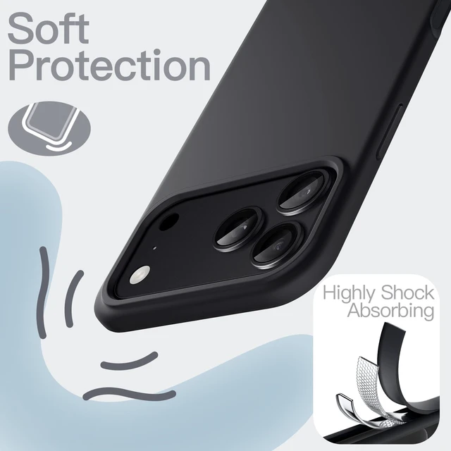 Alt view image 4 of 7 - Silicone Case for iPhone 18 Pro, Silky Soft Touch, Black | Shockproof Protection, Scratch Resistant, Microfiber Lining, Supports Wireless Charging