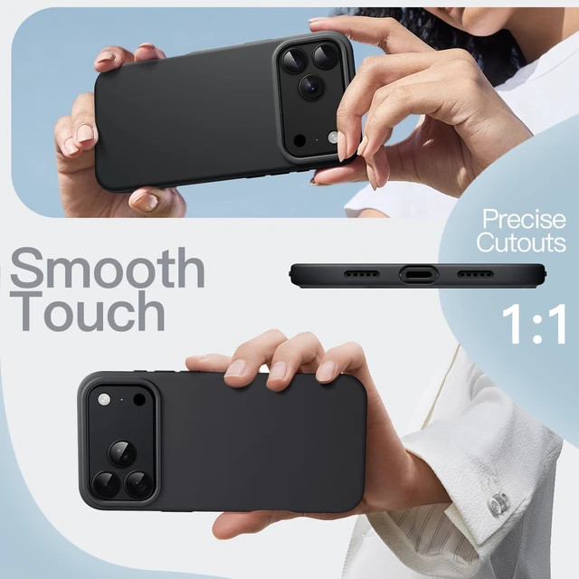 Alt view image 6 of 7 - Silicone Case for iPhone 18 Pro, Silky Soft Touch, Black | Shockproof Protection, Scratch Resistant, Microfiber Lining, Supports Wireless Charging