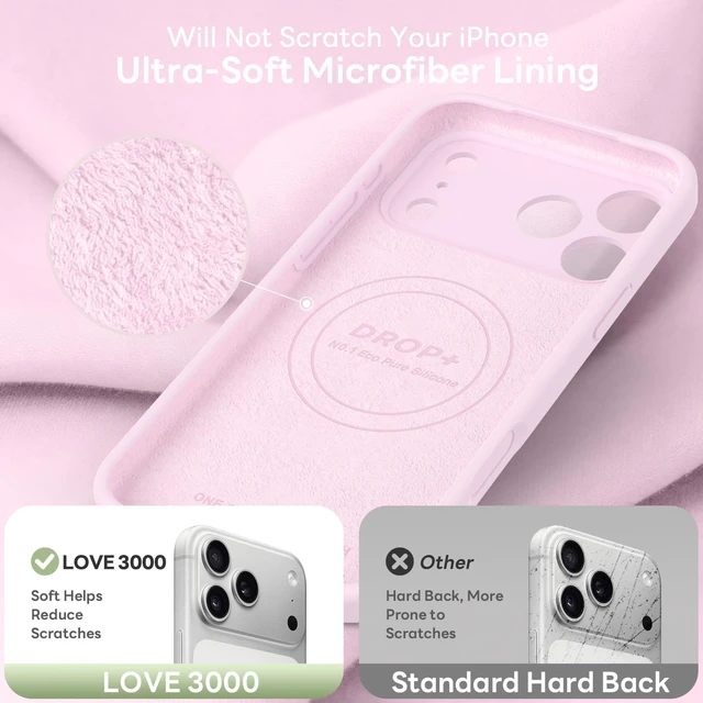 Alt view image 6 of 7 - Magnetic for iPhone 18 Pro Case Silicone, Chalk Pink | Compatible with Magsafe, Camera Protection, Soft Microfiber Lining, Slim Shockproof Protective Case for iPhone 18 Pro