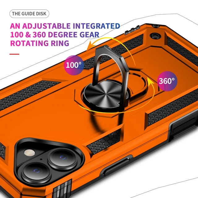 Alt view image 4 of 7 - for iPhone 17/18 Case with Screen Protector,Builtin Kickstand-Orange | Case for iPhone 17 iPhone 18 with Stand,HD Tempered Glass,Military-Grade Heavy Duty Protection,Shockproof,Anti-Fingerprint