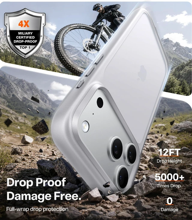 Alt view image 2 of 6 - Shockproof for iPhone 18 Pro Case Silver, 4X Mil-Grade Protection | Translucent Back, Slim Case for iPhone 18 Pro Phone Case Thin, 6.3", Guardian Series, Camera Button, DIY Buttons, Secure Grip