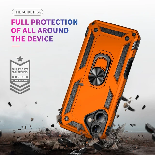 Alt view image 5 of 7 - for iPhone 17/18 Case with Screen Protector,Builtin Kickstand-Orange | Case for iPhone 17 iPhone 18 with Stand,HD Tempered Glass,Military-Grade Heavy Duty Protection,Shockproof,Anti-Fingerprint
