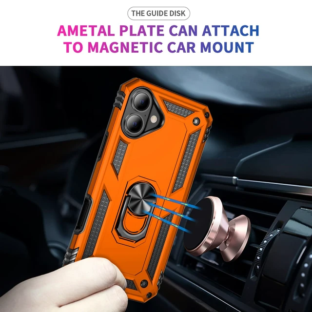 Alt view image 6 of 7 - for iPhone 17/18 Case with Screen Protector,Builtin Kickstand-Orange | Case for iPhone 17 iPhone 18 with Stand,HD Tempered Glass,Military-Grade Heavy Duty Protection,Shockproof,Anti-Fingerprint