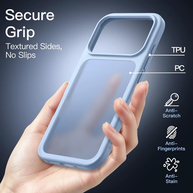 Alt view image 4 of 7 - Matte Case for iPhone 18 Pro, Glacier | Frosted Translucent Back, Military Grade Drop Protection, Anti-Fingerprint, Anti-Slip Grip