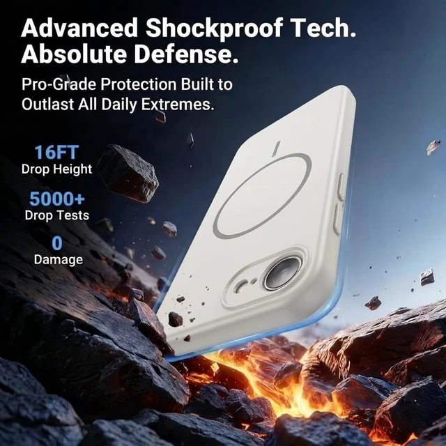Alt view image 2 of 6 - for iPhone 17e Case with Screen Protector, Magnetic, Antique White | Compatible with MagSafe, Military-Grade Shockproof Protection, Anti-Slip, Solid Bumper Matte Back Cover for iPhone 17 e