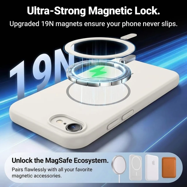 Alt view image 3 of 6 - for iPhone 17e Case with Screen Protector, Magnetic, Antique White | Compatible with MagSafe, Military-Grade Shockproof Protection, Anti-Slip, Solid Bumper Matte Back Cover for iPhone 17 e